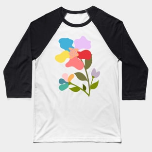 Modern shape, colorful flowers Baseball T-Shirt